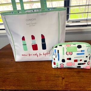 Clinique + Kate Spade tote and matching make up bag.